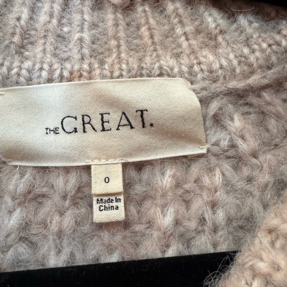 The Great. Women’s Knitted Pink/ Gray Wool Blend ButtonUp Cardigan Sweater - Picture 5 of 7
